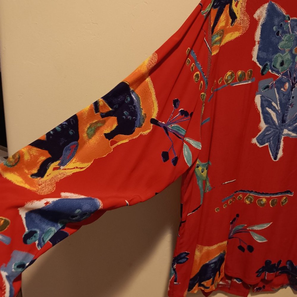 Vintage Red Nino Wong Of California Art To Wear 2 Piece Midi Skirt Set Large - Picture 5 of 16